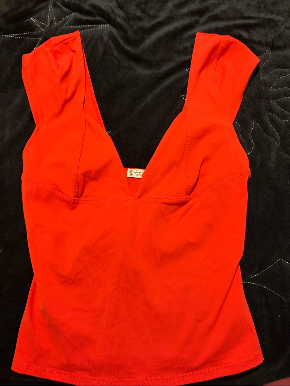 Free People Bold Red V-Neck Sleeveless Top